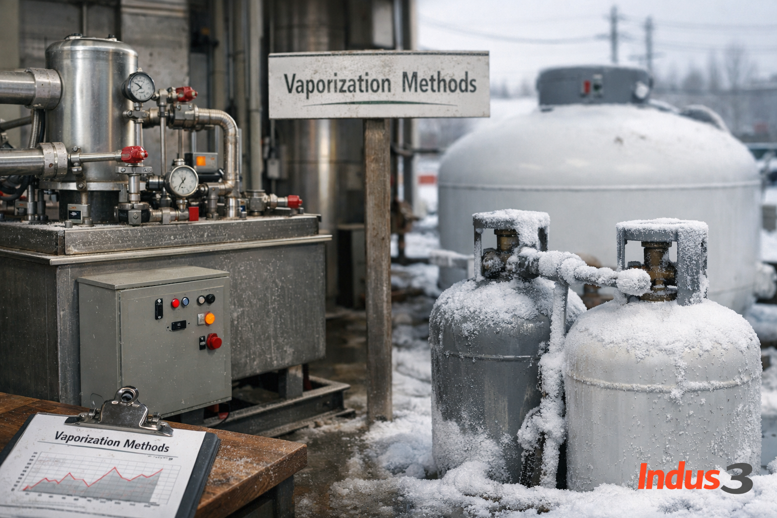 Visual comparison of LPG vaporizer vs natural vaporization for industrial use