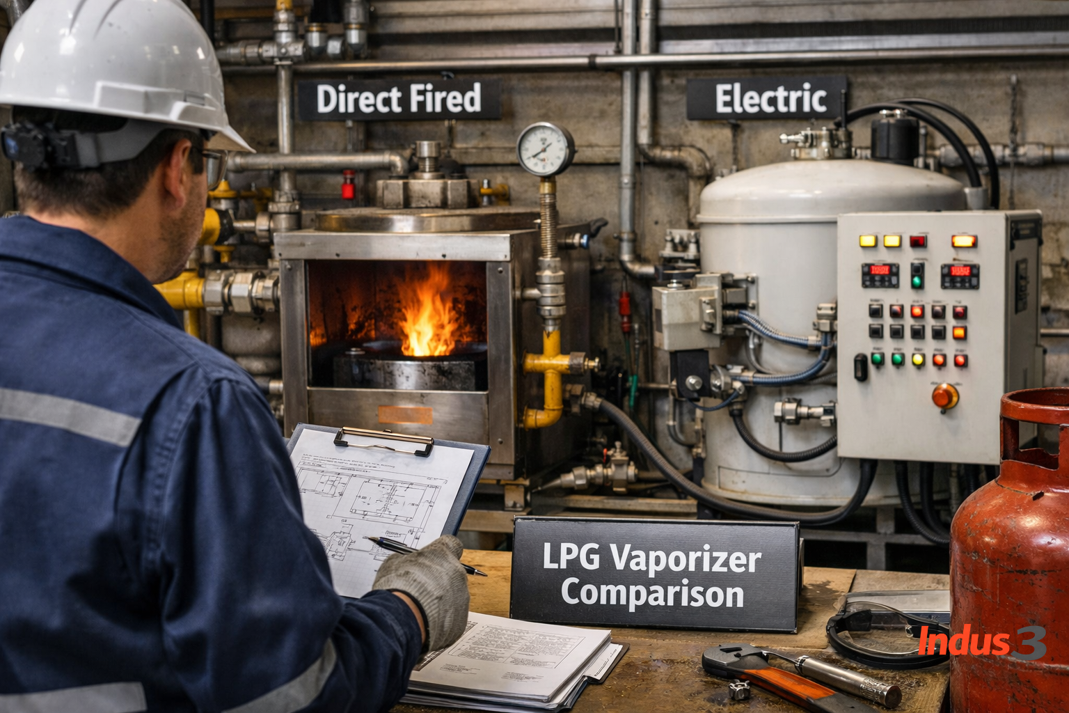 Engineering comparison of Direct fired vs electric LPG vaporizers in an industrial LPG installation setting
