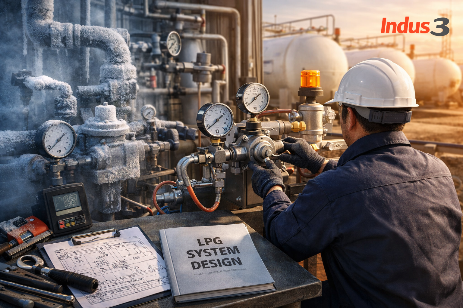 Industrial LPG system layout illustrating climate-aware LPG system design Pakistan across hot and cold operating environments