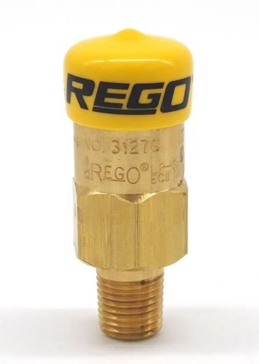 REGO 1/4 inch brass safety shut-off valve for LPG vaporizers providing overpressure protection
